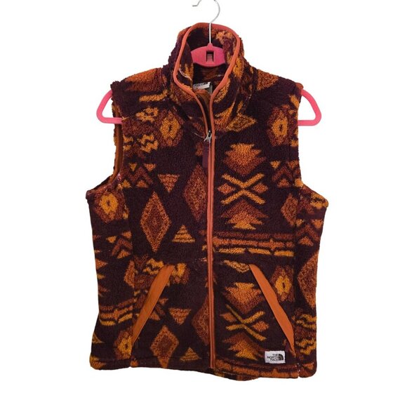 The North Face Campshire 2.0 Fleece Vest Garnet Red California Geo Print Size M - Picture 2 of 10